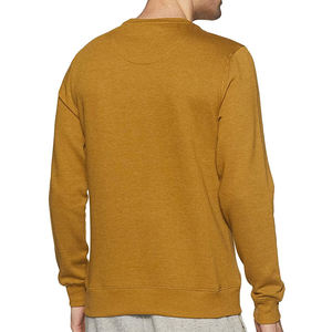 เสื้อสเวตเชิ้ตคอกลมสีเหลืองมัสตาร์ดสำหรับผู้ชาย ทรงปกติ ผ้าถักเนื้อฝ้าย แขนยาว สไตล์ลำลอง สีพื้น ใส่ได้ในฤดูใบไม้ร่วง - Product Image 3