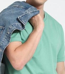 เสื้อยืดคอกว้างแขนสั้นผู้ชาย ผ้าสแปนเด็กซ์/คอตตอน ระบายอากาศได้ดี สไตล์ไฮสตรีท ด้านหน้าสีพื้น เสื้อยืดผู้ชายผ้าคอตตอน - Product Image 2