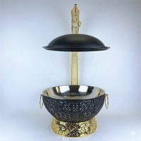 Plat de service rond de luxe en acier inoxydable pour buffet, chauffe-plats, et ensemble de verres à vin sans pied ornés pour mariages, hôtels et traiteurs