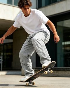 Men's Gray Casual Sweatpants <b>Elastic</b> <b>Waist</b> Drawstring Loose Fit Cross Print Straight Leg <b>Trousers</b> - Product Image 3