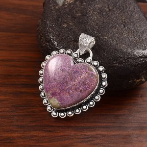 Colgante de purpurita, colgante de piedra preciosa natural, colgante en forma de corazón, colgante de plata de ley 925, colgante de joyería hecho a mano para mujer - Product Image 6