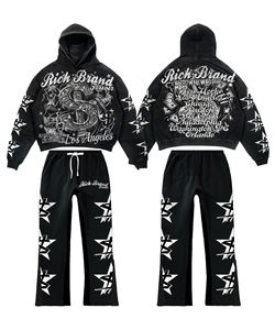 King <b>Boy</b> Hooded Tracksuit Set Solid Full Sleeve Loose Fit Streetwear Adult Winter Eco-Friendly Acid <b>Wash</b> Heavyweight Drawstring - Product Image 4