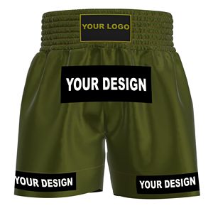 Shorts de Muay Thai de diseño personalizado premium, tela satinada, transpirable, ligera, para entrenamiento en el gimnasio, con cintura elástica para hombres y mujeres. - Product Image 5