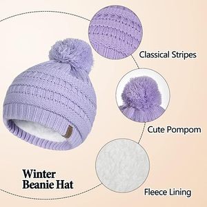 Striped Cute Beanie <b>Hat</b> 100% Acrylic <b>Winter</b> Knit Cap for <b>Men</b> Casual Black White Color Block Design Unisex Adult Fit - Product Image 2