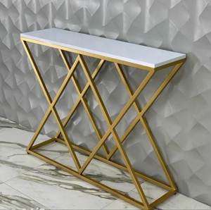 Luxury Inspired Metal <b>Console</b> <b>Table</b> With Elegant <b>Marble</b> Top Stylish Furniture For Sophisticated Interior Decoration - Product Image 1