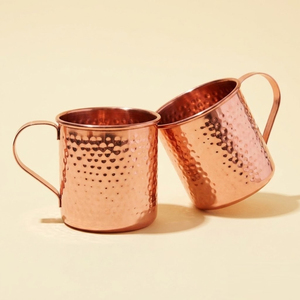 <b>Marvelous</b> Design Pure Solid Copper Moscow Mule Mug Hammered Design with Brass Handle for Barware & <b>Gifts</b> Good Price - Product Image 1