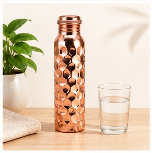 Premium Pure Hammered <b>Copper</b> Water <b>Bottle</b> Eco-Friendly Reusable Water <b>Drinking</b> Travel Flask Yoga Gym Office - Product Image 3