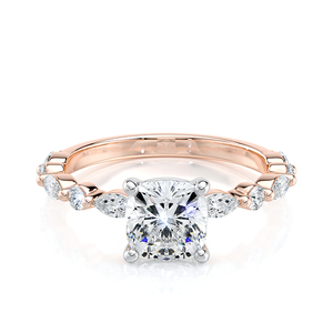 แหวนหมั้นเพชรทรงคุชชั่นคัทสุดหรู เพชรเลี้ยงในห้องปฏิบัติการ ประดับเพชรทรงบริลเลียนท์ด้านข้าง รับรองโดย IGI น้ำหนักรวม 2.02 กะรัต ทอง 14 กะรัต ของขวัญแต่งงาน - Product Image 5