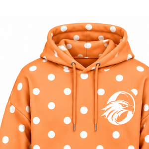 <b>Orange</b> White Women Pullover Hoodie Casual <b>Fleece</b> Hooded Sweatshirt Drawstring Long Sleeve Kangaroo Pocket Winter Front - Product Image 3