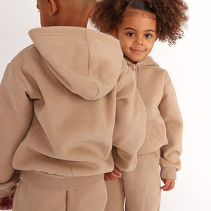 Conjunto Deportivo Beige para Niños, Sudadera con Capucha, Pantalones Deportivos, Casual, Unisex, Otoño Invierno - Product Image 6