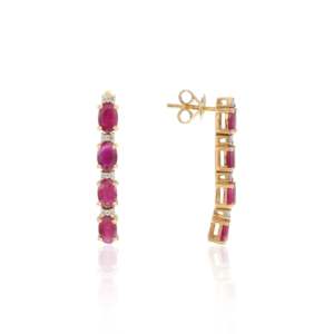 Boucles d'oreilles pendantes en or 14 carats avec rubis naturel et diamants, 3,45 carats, certifiées IGI - Product Image 4