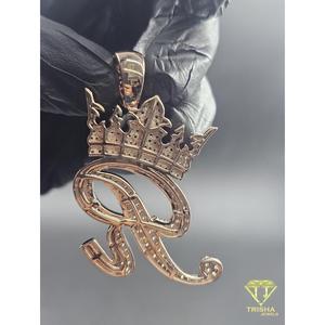 Collar con Colgante de Corona con Inicial 'R' de Diamante Cultivado en Laboratorio, Cadena Hip Hop con Incrustaciones de Diamantes, Collar con Letra Personalizada, Joyería de Lujo para Regalo - Product Image 5