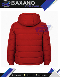 เสื้อแจ็คเก็ตพัฟเฟอร์มีฮู้ดสีแดงสำหรับผู้ชาย NSPDK รุ่นวินเทจสำหรับฤดูหนาว ซิปยาวเต็มตัว สวมใส่สบายๆ สำหรับกิจกรรมกลางแจ้ง แฟชั่นลำลอง - Product Image 5