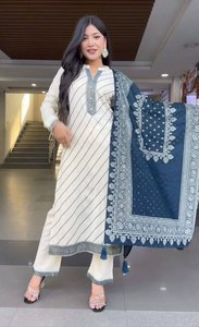 <b>Indian</b> Pakistani Casual Wear Ankle-Length Regular Fit Designer Muslin With Digital Print <b>Top</b> & Bottom & Digital Print Dupatta - Product Image 2