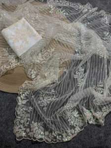 Sari indien Bollywood le plus vendu, aspect riche et élégant, en tissu filet doux, le plus tendance, export, dernière collection exclusive, pour femmes, idéal pour les fêtes - Product Image 2