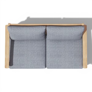 Sofá de Jardín Moderno de Madera de Teca para Exteriores, Sofá de Dos Plazas para Patio con Cojines Grises Impermeables para Patio Trasero, Balcón, Hotel - Product Image 4
