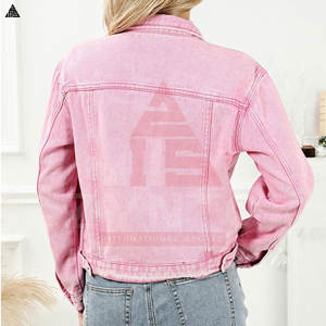 Fabricant de vestes en jean pour femmes en coton, personnalisées en usine, avec lavage pigmenté, OEM - Product Image 2