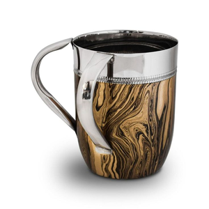 Taza de Lavado de Acero Inoxidable con Diseño de Grano de Madera, Recipiente Moderno y Decorativo para Lavarse las Manos - Product Image 1