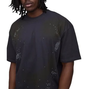 Camisetas Personalizadas de Algodón Transpirable con Pedrería para Hombre, MOQ Bajo, Estilo Urbano Americano, Cuello Redondo Informal, Fabricante de Marca Privada - Product Image 2