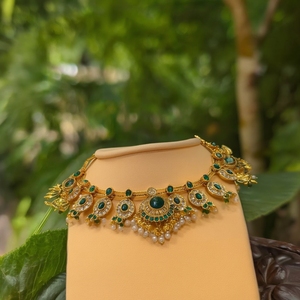 Green Attigai Fashion Jewelry Necklace Set - Product Image 3