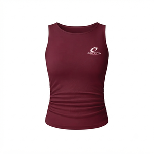 Camiseta sin mangas de punto acanalado verde para mujer, cuello redondo, color liso, estilo formal, largo regular, poliéster/algodón, ecológica, frontal - Product Image 5