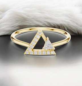 Bague géométrique moderne en moissanite taille ronde, en argent 925 plaqué or, style romantique, bijou cadeau original - Product Image 3