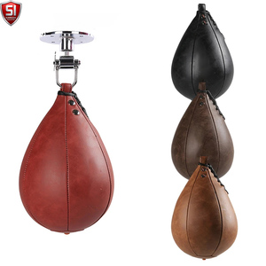 Sac de frappe réflexe en cuir PU Speed Ball noir et orange pour l'entraînement et la pratique - Product Image 1