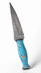 Handcrafted Damascus Steel Precision Detail Utility Knife Turquoise Resin Handle <b>Craft</b> <b>Tool</b> - Product Image 4