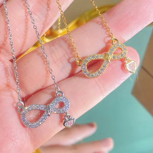 Collar con Forma de Corazón para Mujer en Acero Inoxidable 304 con Baño de Oro de 0.03µm de Espesor con Incrustaciones de Circonio en Cadena de Cable - Product Image 1