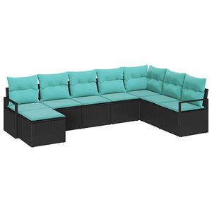 Juego de sofás de jardín de ratán sintético negro de 8 piezas - Product Image 2