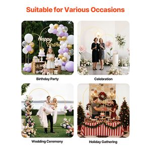 Set 2 Gold Metal Arch <b>Backdrop</b> <b>Stand</b> 7.2 ft & 6 ft Stable Structure & Easy Assembly for Weddings & Events - Product Image 6