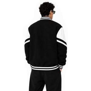 Chaqueta Varsity Personalizada al por Mayor, Chaqueta de Equipo con Nombre y Número Personalizados, Chaqueta Letterman Bicolor Verde Azulado y Negro - Product Image 6