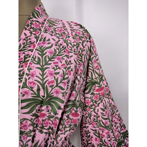 Cotton Printed Kimono Solid Simple Maxi Woven Sleeveless Loose Cover up <b>Robe</b> V Neck Wrap Dress <b>Beach</b> Lounge Wear Women - Product Image 3