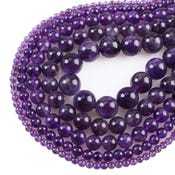 คริสตัลอเมทิสต์สีม่วงธรรมชาติ เม็ดกลมเรียบ สำหรับทำเครื่องประดับ สร้อยข้อมือ สร้อยคอ DIY อุปกรณ์เสริม - Product Image 2