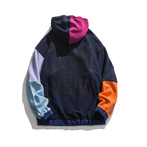 Sweat à capuche unisexe surdimensionné en molleton de qualité supérieure, style streetwear, patchwork multicolore pour hommes - Product Image 4