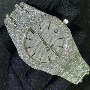 Trend Driven Moissanite & Stainless Steel <b>Case</b> 10 Bar Water Resistant <b>Watch</b> for Men Clean Dial Bracelet Clasp Premium Styling - Product Image 1