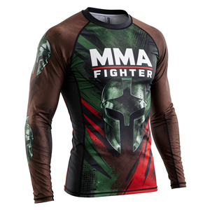Camiseta de Compresión de Manga Larga para Luchadores de MMA, Camiseta de Compresión Roja de Manga Larga con Estampado por Sublimación de Secado Rápido - Product Image 2