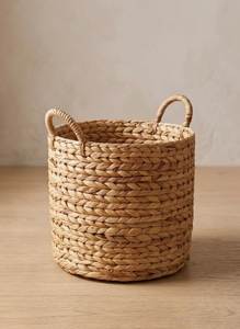 <b>Stackable</b> Round Cross Woven Water Hyacinth Basket Blanket Towel <b>Storage</b> <b>Container</b> - Product Image 2