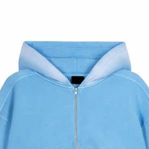 Sweat-shirt à capuche zippé court pour femme, bleu clair, en molleton, à manches longues, avec logo personnalisé de haute qualité, pour tenue décontractée d'automne - Product Image 6