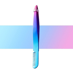 Pinzas de Precisión para Cejas de Uso Profesional, de Acero Inoxidable Premium con Punta Inclinada y Peine, Logotipo Personalizado - Product Image 5