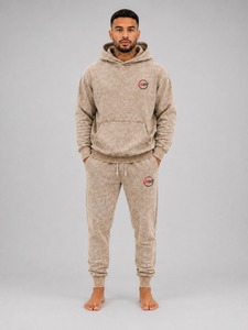 Men's Retro Acid Wash Tracksuit Pullover <b>Hoodie</b> with Drawstring Jogger Pants Urban Fashion Gym Running Outfit Premium - Product Image 1