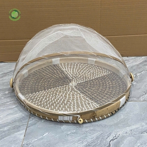 Seagrass food <b>cover</b> with fan pattern Kitchenware and <b>table</b> decoration Wholesale eco-friendly Made in Viet Nam - Product Image 2