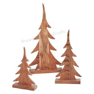 Mango Wood Hand Carved <b>Christmas</b> <b>Tree</b> Ornaments Set of 2Rustic Wooden <b>Christmas</b> <b>Decor</b> for Festive Ambiance & Gifts Use - Product Image 3