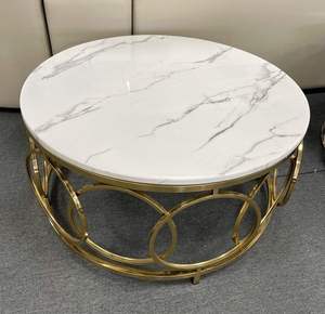 Modern Industrial & Vintage Living Room Furniture <b>Iron</b> Metal Gold Hot Selling Coffee <b>Table</b> with Marble Top - Product Image 6