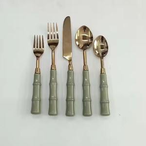 Vintage Flatware <b>Set</b> With Brown <b>Speckled</b> Resin Handles Metal Cutlery <b>Dinnerware</b> Silverware Cutlery For Wedding Party Use - Product Image 5