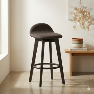 Taburete de Bar Contemporáneo con Respaldo Bajo Tapizado en Tela, Asiento Cómodo para Comedor y Cocina - Product Image 1