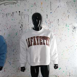 LAFAYETTE WHITE <b>Mock</b> <b>Neck</b> Sweatshirt 100% Applique Embroidery wide <b>neck</b> Sweatshirt Finer Threads - Product Image 4