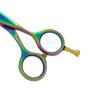 Tijeras Profesionales para Cabello de Acero Inoxidable con Punta Afilada, para Diestros, Mango Largo, Recubrimiento Arcoíris, Herramientas para Salón de Belleza - Product Image 3