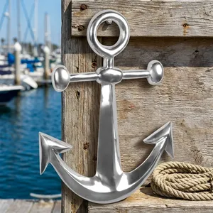 Ancre décorative en métal argenté, décoration murale marine nautique, ornement d'ancre de bateau maritime pour la maison, le bureau, l'hôtel - Product Image 6