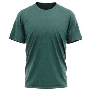 T-shirt à manches courtes pour homme, vert foncé, col rond, coupe classique, couleur unie, décontracté, en coton tricoté - Product Image 1
